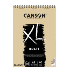 Album spiralato lato corto XL kraft - A3 - 90 gr - 60 fogli - Canson