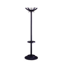 Appendiabiti - con portaombrelli - 5 posti - 168 x 46 cm - nero - Unisit