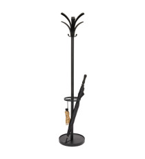 Appendiabiti - con portaombrelli - 6 posti - 175 x 38 cm - nero - Alba