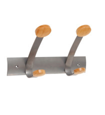 Appendiabiti da muro - 2 posti - 30 x 11,2 x 17,5 cm - metallo/legno - grigio metallo/legno chiaro - Alba