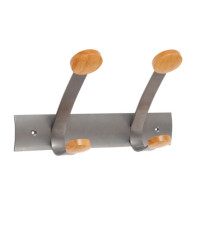 Appendiabiti da muro - 2 posti - 30 x 11,2 x 17,5 cm - metallo/legno - grigio metallo/legno chiaro - Alba