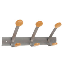 Appendiabiti da muro - 3 posti - 45 x 11,2 x 17,5 cm - metallo/legno - grigio metallo/legno chiaro - Alba