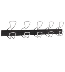 Appendiabiti da muro - 5 posti - 76 x 7,2 x 16 cm - metallo/ABS - nero/grigio metallizzato - Alba