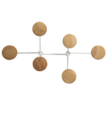 Appendiabiti da muro - 6 posti - 35,5 x 59,5 x 8 cm - metallo/legno - bianco - Alba