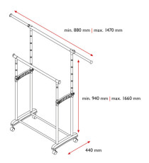 Appendiabiti su ruote Gastone - 2 barre - Perfetto
