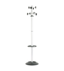 Appendiabiti Totem - con portaombrelli - 8 posti - 175 x 39 cm - grigio/nero - Unisit