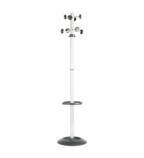 Appendiabiti Totem - con portaombrelli - 8 posti - 175 x 39 cm - grigio/nero - Unisit