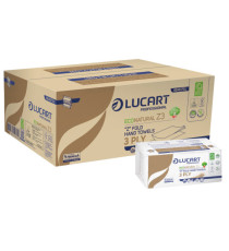 Asciugamani piegati a Z EcoNatural Plastic Free - 17 gr - 23,5 x 21,5 cm - goffratura corda - avana - Lucart - pacco da