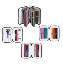 Astuccio Colors 3 zip - 13 x 20 x 7,5 cm - tessuto - fantasie assortite - Colorosa