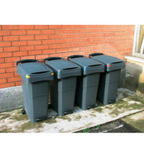 Bidone mobile a pedale - 40x65x81 cm - 80 L - PPL - bianco - Mobil Plastic