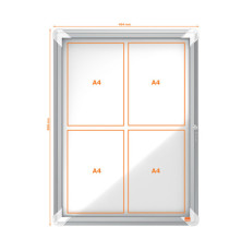 Bacheca per interni - fondo magnetico bianco - 4 fogli A4 - verticale - Nobo