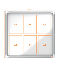 Bacheca per interni - fondo magnetico bianco - 6 fogli A4 - orizzontale - Nobo