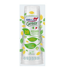 Bicchiere birra in PLA - 390 ml - trasparente - Dopla Green - conf. 20 pezzi