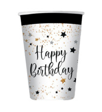 Bicchiere Happy Birthday - 200 ml - carta - Big Party - conf. 8 pezzi