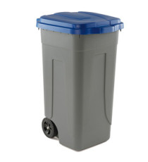 Bidone mobile - con chiusura a clip - 49x54x85 cm - 100 L - grigio/blu - Mobil Plastic