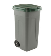 Bidone mobile - con chiusura a clip - 49x54x85 cm - 100 L - grigio/verde - Mobil Plastic
