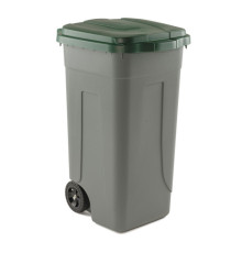 Bidone mobile - con chiusura a clip - 49x54x85 cm - 100 L - grigio/verde - Mobil Plastic