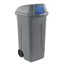 Bidone mobile Push - con coperchio - 49x54x95 cm - 100 L - grigio/blu - Mobil Plastic