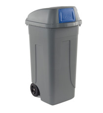 Bidone mobile Push - con coperchio - 49x54x95 cm - 100 L - grigio/blu - Mobil Plastic