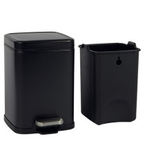 Bidone Pico - con pedale e vaschetta - 6 L - nero satinato - Perfetto
