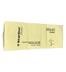 Blocchetto biglietti adesivi - giallo - 50 x 40mm - 70gr - 100 fogli - Starline