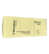 Blocchetto biglietti adesivi - giallo - 50 x 40mm - 70gr - 100 fogli - Starline