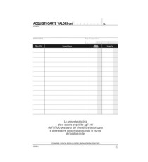 Blocco distinta acquisto carte valori - 50/50 copie autoricalcanti - 21,5 x 14,8 cm -DU1649C0000 - Data Ufficio