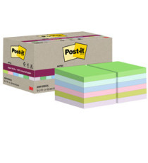 Blocco foglietti Post-it SuperSticky Green - 622R-SS12COL - 47,6 x 47,6 mm - carta riciclata - colori pastello assortiti