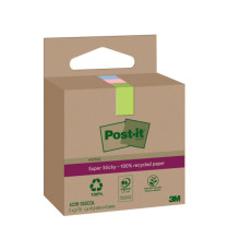 Blocco foglietti Post-it SuperSticky Green - 622R-SS3COL - 47,6 x 47,6 mm - carta riciclata - colori pastello assortiti