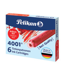Cartucce inchiostro 4001 (TP/6)  - lunghezza 39mm - rosso - Pelikan  - conf. 6 pezzi
