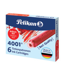 Cartucce inchiostro 4001 (TP/6)  - lunghezza 39mm - rosso - Pelikan  - conf. 6 pezzi