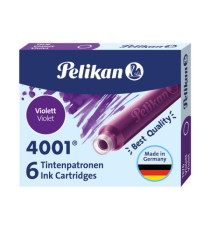 Cartucce inchiostro 4001 (TP/6) - lunghezza 39mm - viola - Pelikan - scatola 6 cartucce