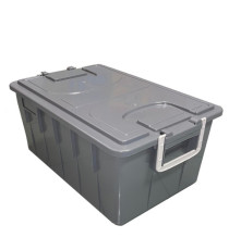 Cassa multiuso - con coperchio e manici - 58 x 38 x 26 cm - 40 L - PP - grigio scuro/grigio chiaro - Mobil Plastic