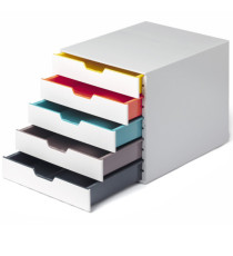Cassettiera 5 cassetti colorati - bianco ghiaccio - cassetti 5 cm - Durable