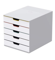 Cassettiera 5 cassetti colorati - bianco ghiaccio - cassetti 5 cm - Durable