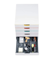 Cassettiera 5 cassetti colorati - bianco ghiaccio - cassetti 5 cm - Durable