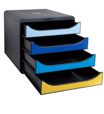 Cassettiera Big Box Bee Blue - 4 cassetti A4 - nero/multicolore - Exacompta