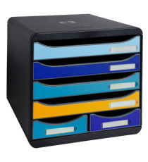 Cassettiera Big Box Maxi Bee Blue - 6 cassetti A4 - nero/multicolore - Exacompta