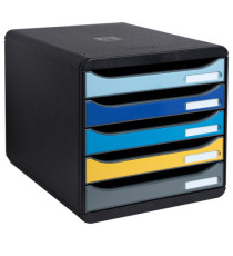 Cassettiera Big Box Plus Bee Blue - 5 cassetti A4 - nero/multicolore - Exacompta