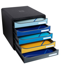 Cassettiera Big Box Plus Bee Blue - 5 cassetti A4 - nero/multicolore - Exacompta