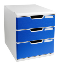Cassettiera Modulo A4 - 28,8 x 32 x 35 cm - 3 cassetti - grigio/blu - Exacompta