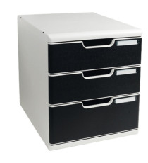 Cassettiera Modulo A4 - 28,8 x 32 x 35 cm - 3 cassetti - grigio/nero - Exacompta