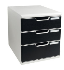 Cassettiera Modulo A4 - 28,8 x 32 x 35 cm - 3 cassetti - grigio/nero - Exacompta