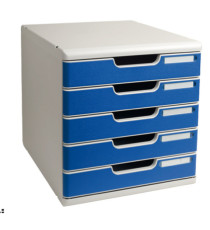 Cassettiera Modulo A4 - 28,8 x 32 x 35 cm - 5 cassetti - grigio/blu - Exacompta