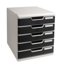 Cassettiera Modulo A4 - 28,8 x 32 x 35 cm - 5 cassetti - grigio/nero - Exacompta