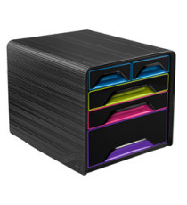 Cassettiera Smoove - 36 x 28,8 x 27 cm - 5 cassetti misti - nero/multicolore - Cep