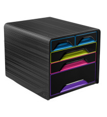 Cassettiera Smoove - 36 x 28,8 x 27 cm - 5 cassetti misti - nero/multicolore - Cep