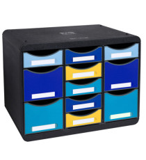 Cassettiera Store-Box Multi Bee Blue - 11 cassetti - nero/multicolore - Exacompta
