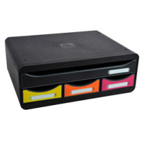 Cassettiera Toolbox  - 27 x 35,5 x 13,5 cm - 4 cassetti - nero/arlecchino - Exacompta
