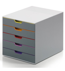 Cassettiera Varicolor - 28 x 35,6 x 29,2 cm - 5 cassetti - Durable